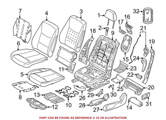 BMW Power Seat Switch = Front Driver Side Upper 61319390521